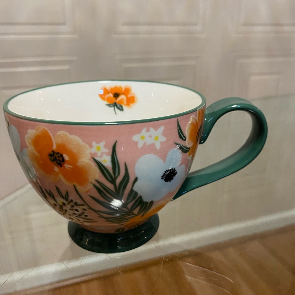 Pretty Colorful Flowers 14 Oz Coffee Mug Footed By Potter’s Studio